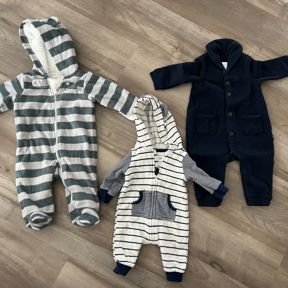 Carter's & Gap Bundle: 3 Month Winter One Piece Outfits